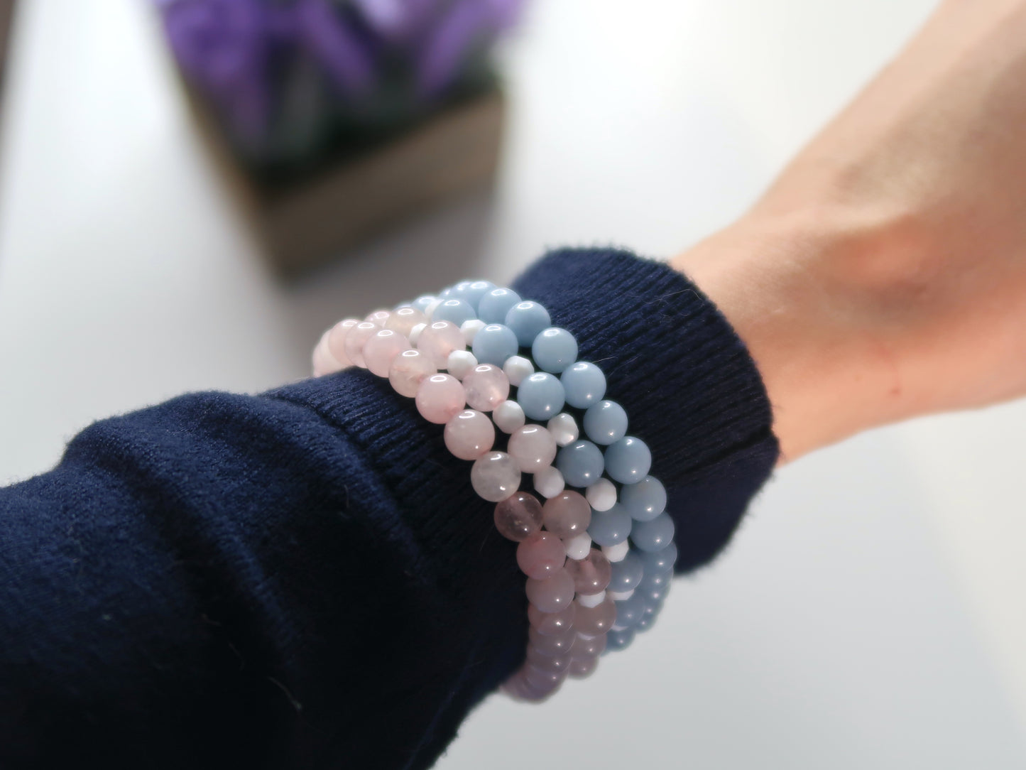Natural Quartz Bracelet - Healing Gemstones - Heart Stone - Love, Harmony, Inner Peace - Elegant Crystal Jewellery