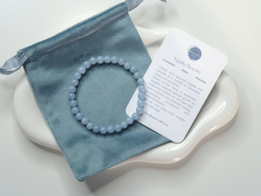 Natural Angelite Bracelet - Healing Gemstones - The Stone of Awareness, Intuition, Peace - Elegant Crystal Jewellry