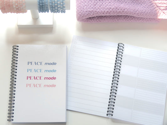 Peace Mode Spiral Planner Notebook – 80 Sheets (160 Pages), Glossy Cover, A5-Like Size