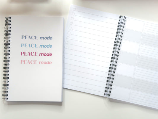 Peace Mode Spiral Planner Notebook – 80 Sheets (160 Pages), Glossy Cover, A5-Like Size