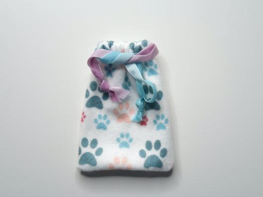 Paw Print Fleece Drawstring Pouch – 4x5.5 inch - Reusable Pouch for Pet Treats, Travel & Gifts